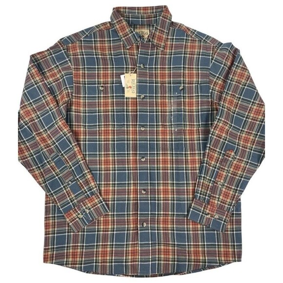 NWT Red Head Ozark Flannel Plaid Shirt Slate Red Cream Work Ranch Yellowstone L - Picture 1 of 11
